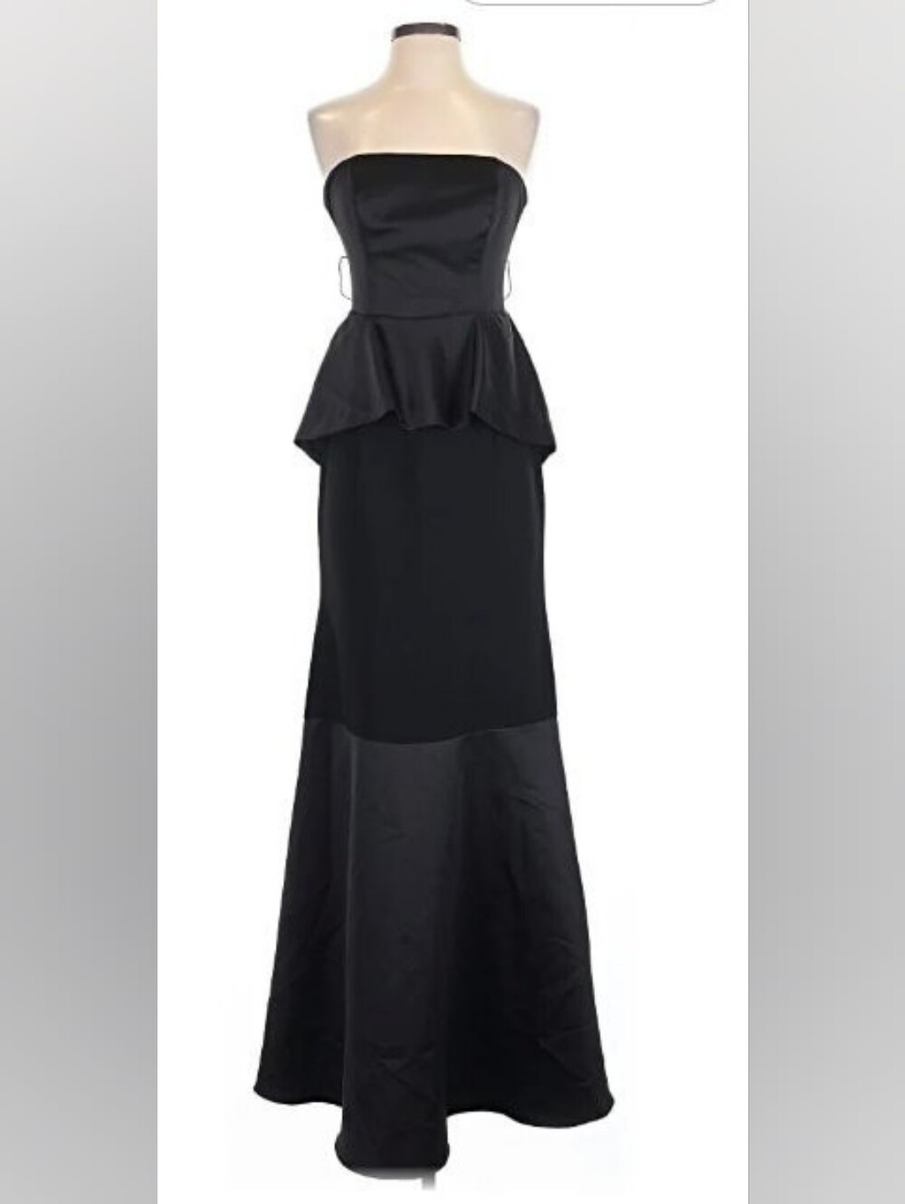 Vera Wang White Collection Classic Black Peplum Maxi Dress